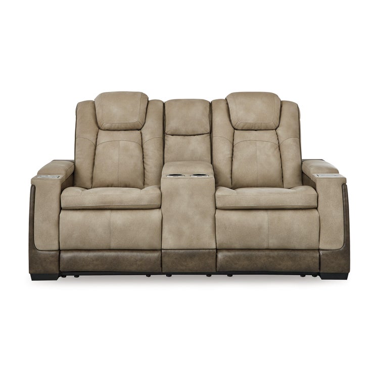 Next-Gen DuraPella Power Reclining Loveseat with Console – Sand