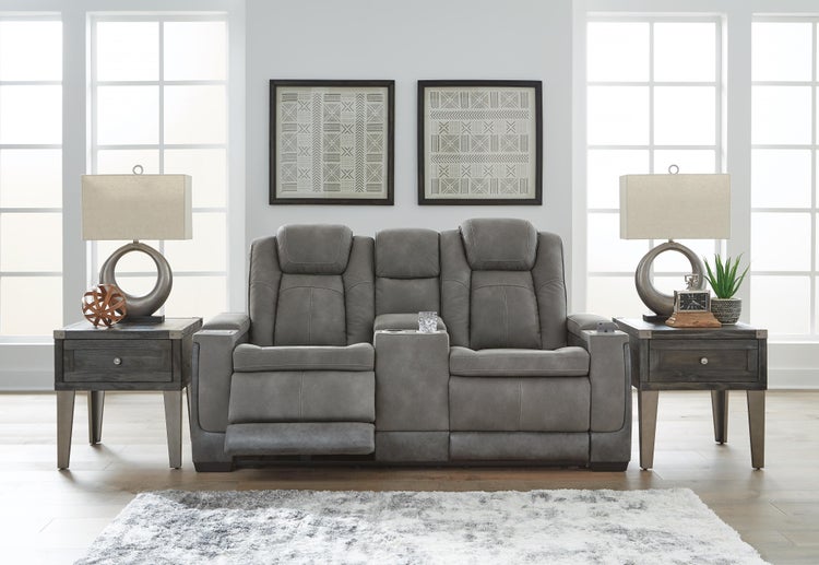 Next-Gen DuraPella Power Reclining Loveseat with Console – Slate