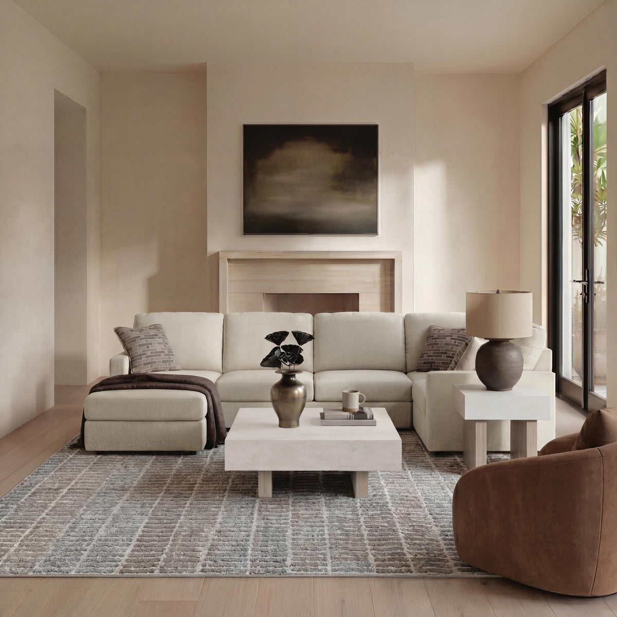 Edenfield Linen sectional – Right Arm Facing