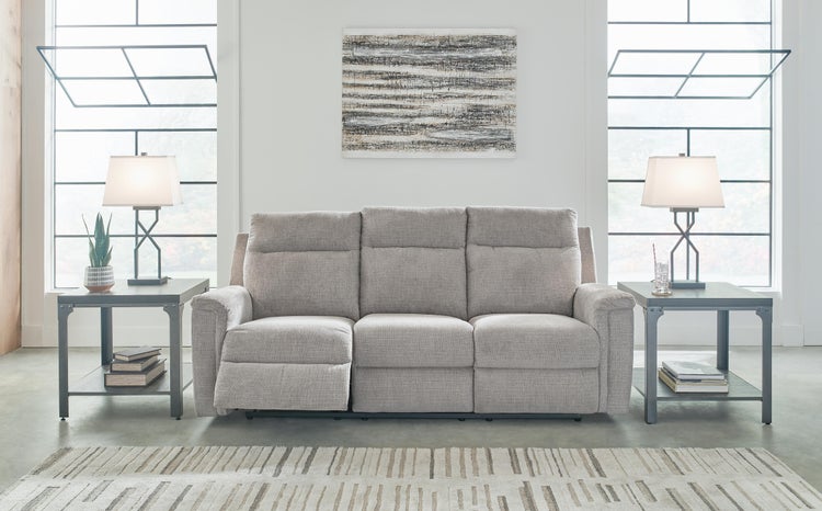 Barnsana Power Reclining Sofa and Loveseat Set – Ash