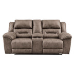 Stoneland Reclining Leather Look Loveseat with Console 3990594 — view 1