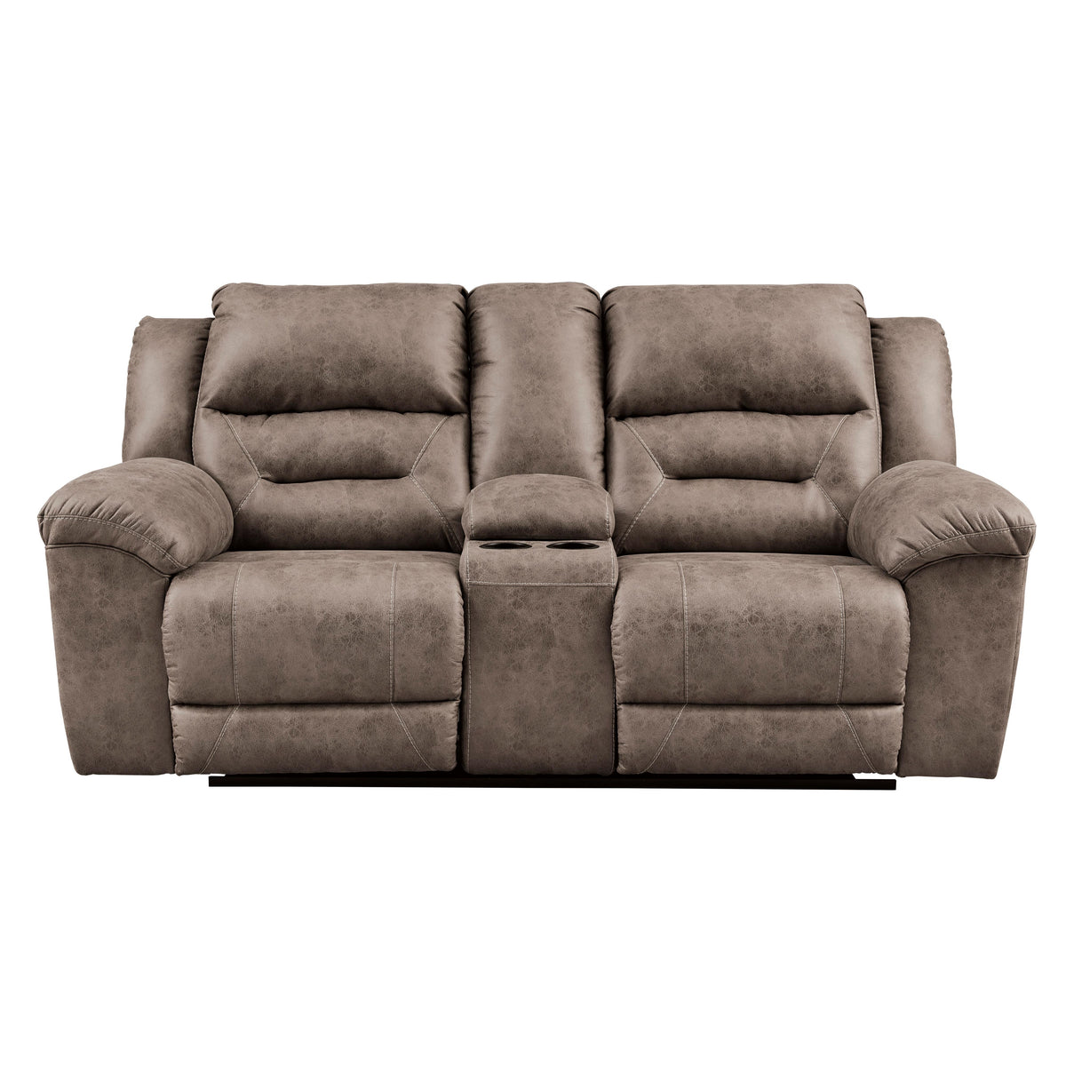 Stoneland Reclining Leather Look Loveseat with Console 3990594 — view 1
