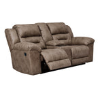 Stoneland Reclining Leather Look Loveseat with Console 3990594 — view 2