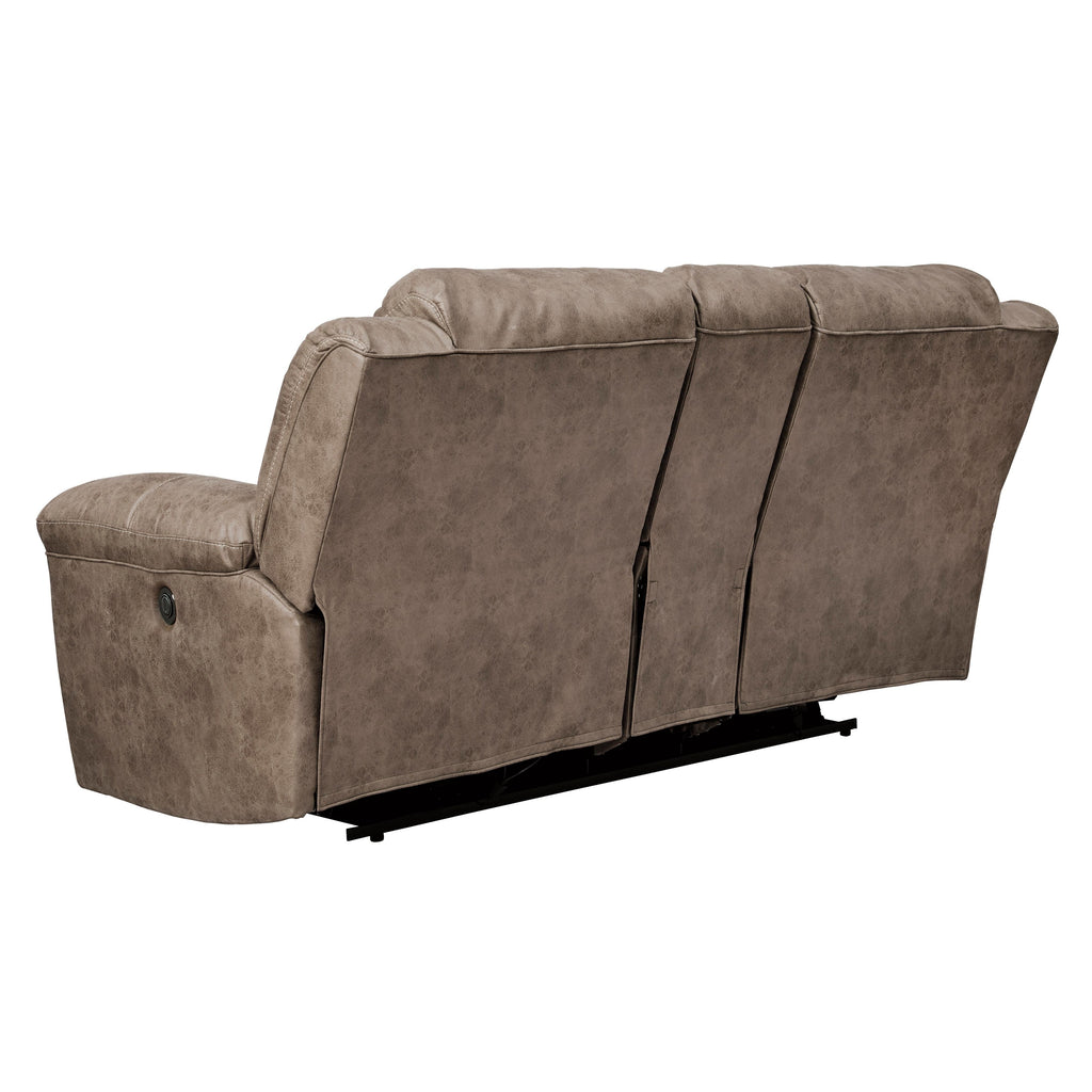 Stoneland Reclining Leather Look Loveseat with Console 3990594 — view 3