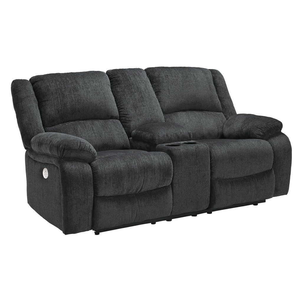 Draycoll power reclining loveseat in Slate