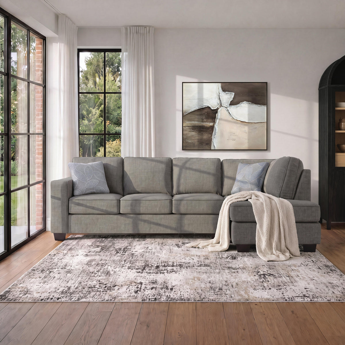 Altari 2-piece sectional – Alloy, right arm facing