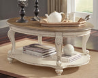 Realyn Oval Coffee Table – White/Brown