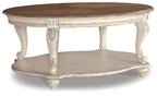 Realyn Oval Coffee Table – White/Brown