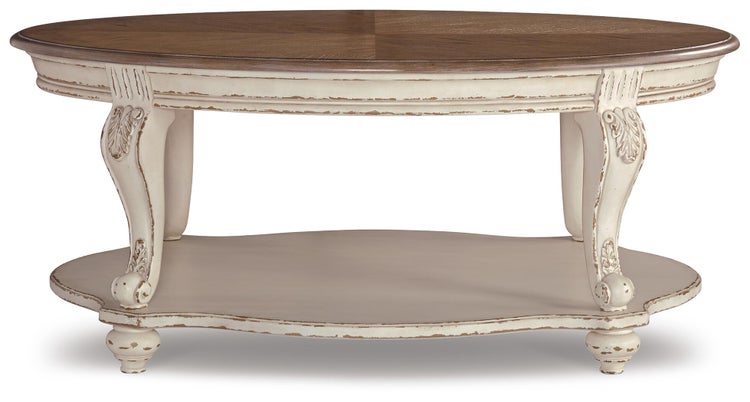 Realyn Oval Coffee Table – White/Brown
