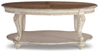 Realyn Oval Coffee Table – White/Brown