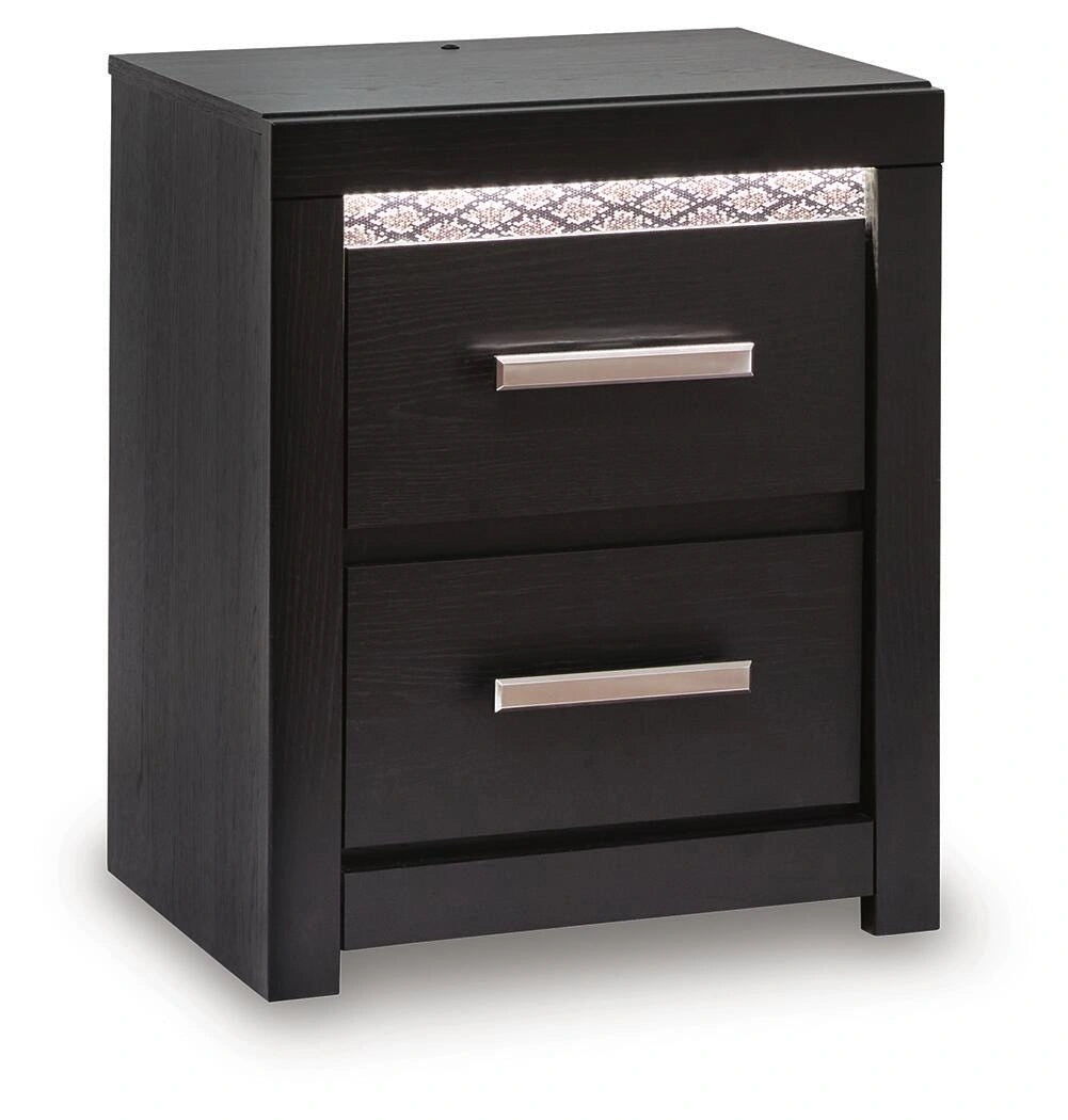 Brizmore black two-drawer nightstand