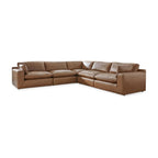 Emilia Caramel five-piece leather modular sectional