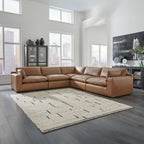 Emilia Caramel five-piece modular sectional in a living room