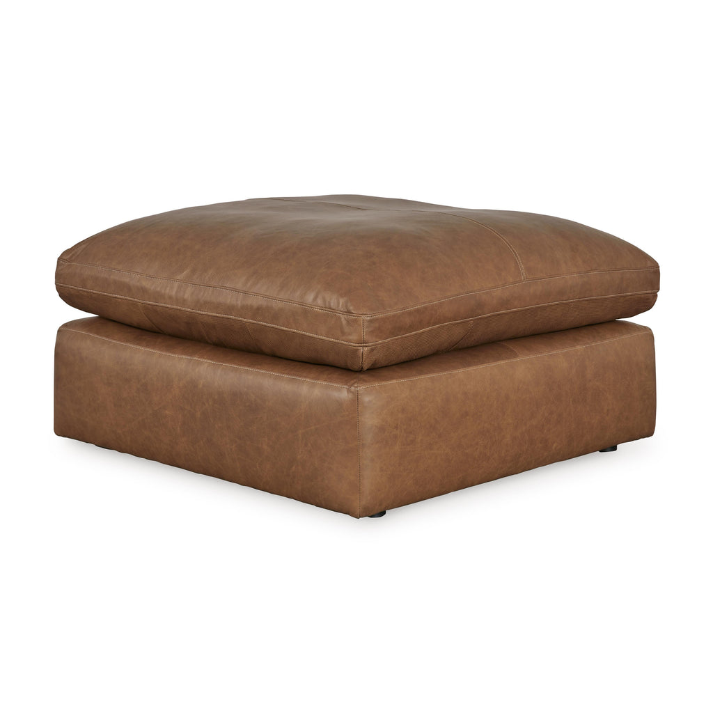 Emilia Caramel oversized leather accent ottoman