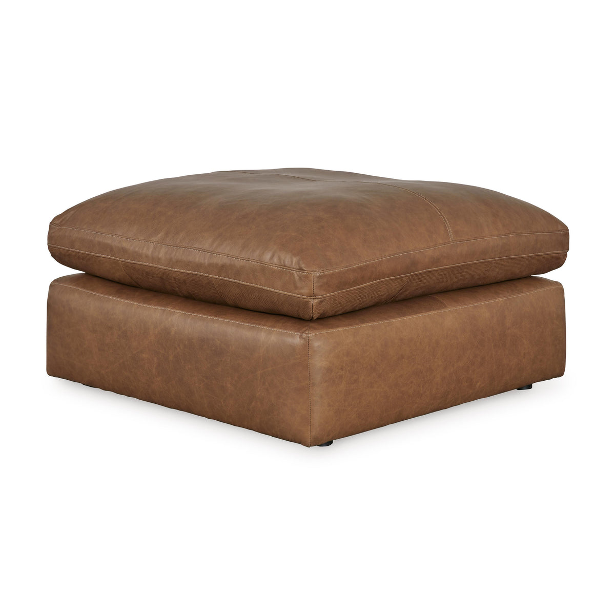 Emilia Caramel oversized leather accent ottoman