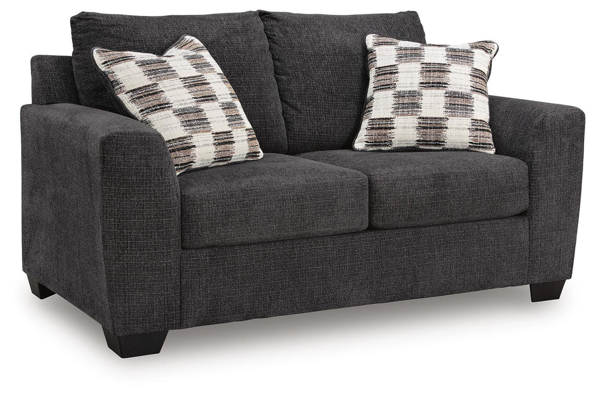 Loreo loveseat in Ebony – angled view