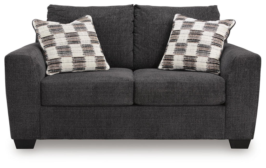Loreo loveseat in Ebony – front view