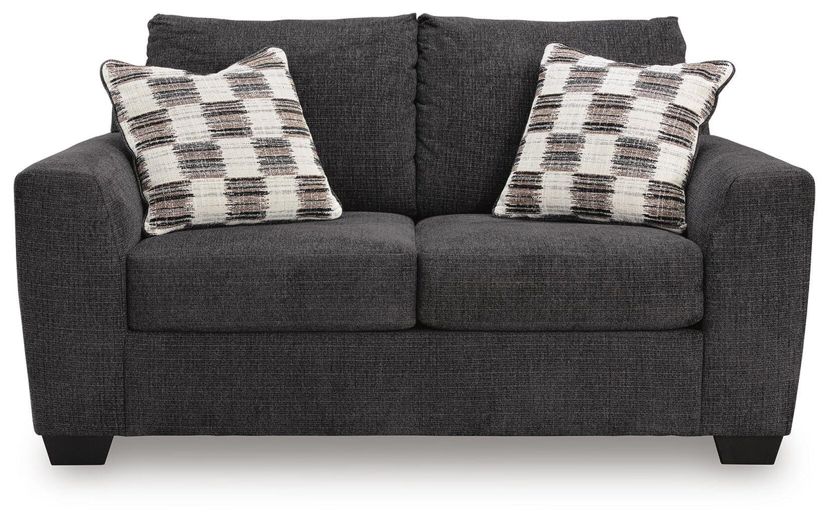 Loreo loveseat in Ebony – front view