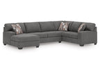 Newellen Greystone sectional – left arm facing