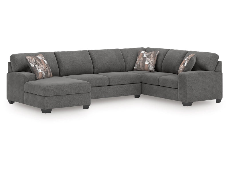 Newellen Greystone sectional – left arm facing