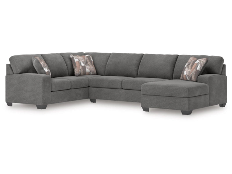 Newellen Greystone sectional – right arm facing