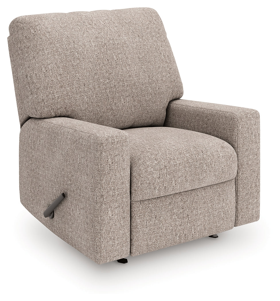 Newellen Hemp rocker recliner in a living room