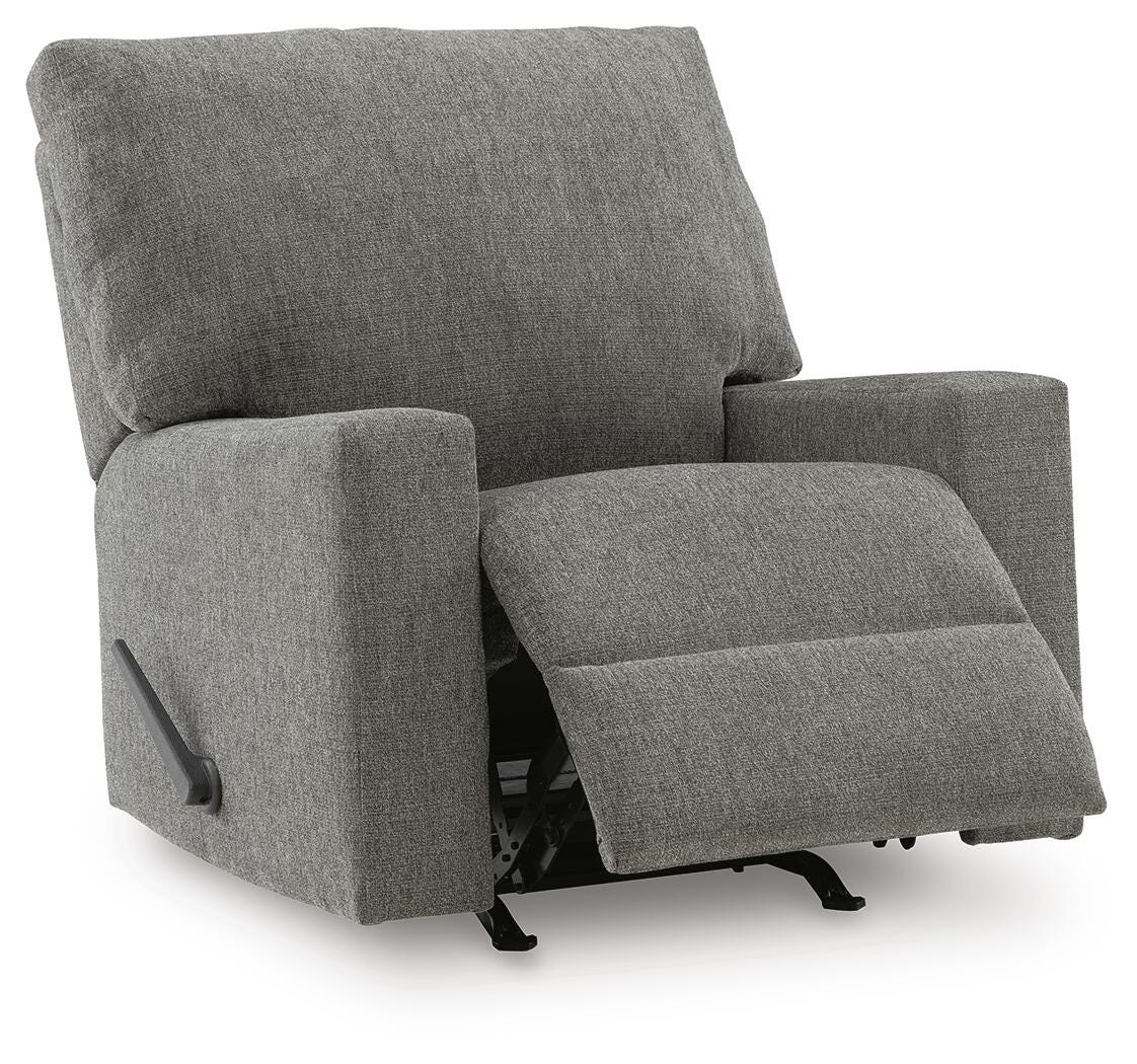 Newellen 4840525 manual rocker recliner in Greystone, reclined