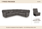 Next-Gen DuraPella seven-piece Slate package showing six-piece sectional plus included armless chair
