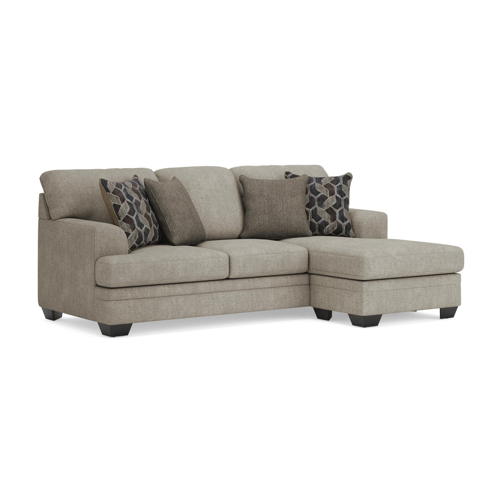 Stonemeade sofa chaise in Taupe, angle view