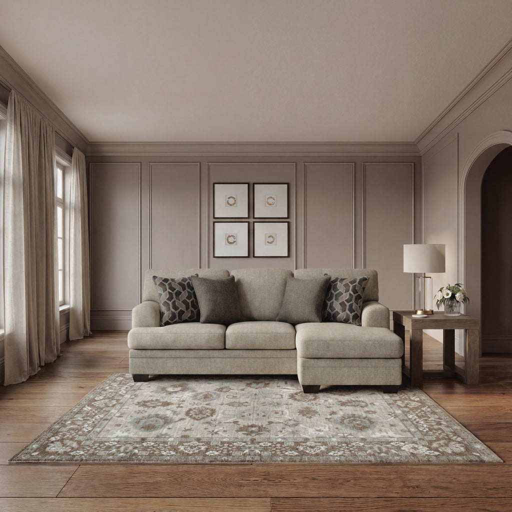 Stonemeade sofa chaise in Taupe, room view