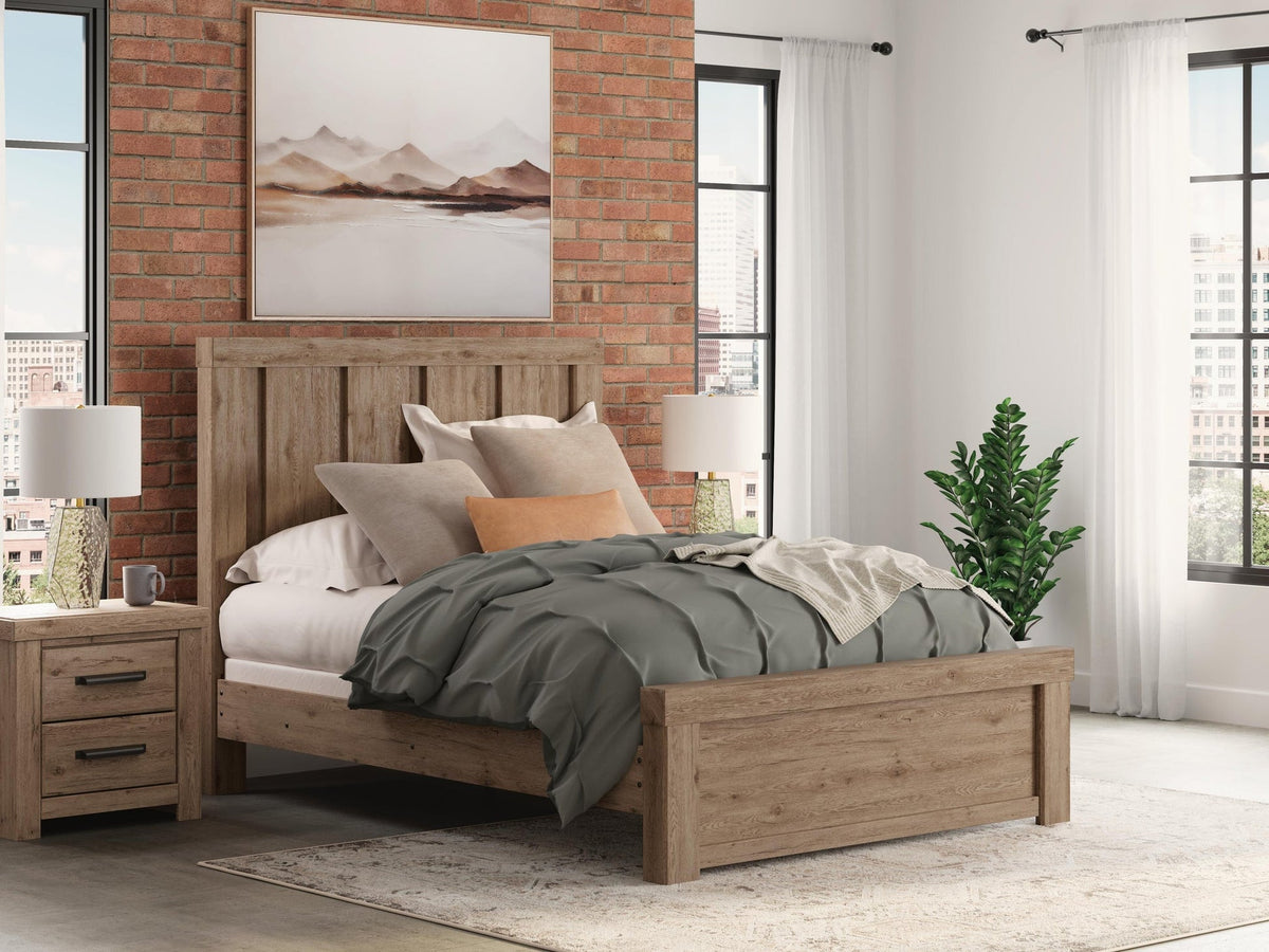 Oliandon Queen Panel Bed – Light Brown